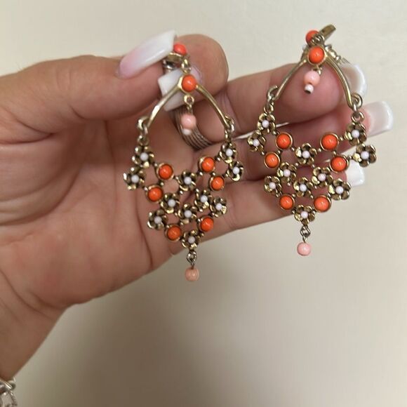 Floral Beaded Chandelier Earrings! - Picture 7 of 11